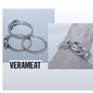 Vintage $255 VERAMEAT 925 Sterling Silver Hugs Helping Hands 3pc Puzzle Ring